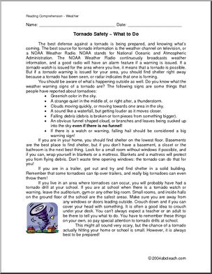 Comprehension: Tornado Safety (upper elementary)