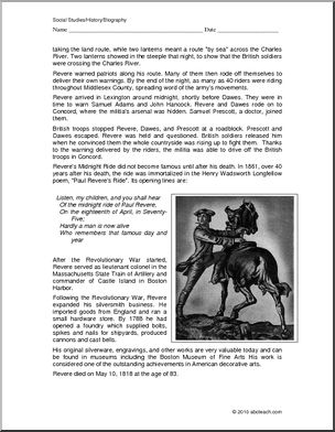 Biography: Paul Revere (upper elem/middle)
