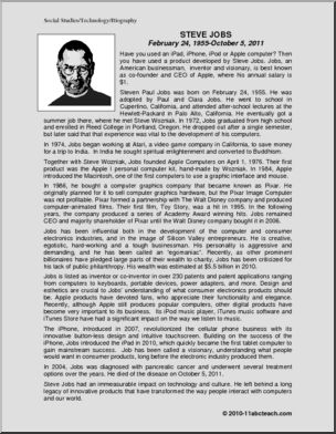 Biography: Technology; Steve Jobs (upper elem/middle)