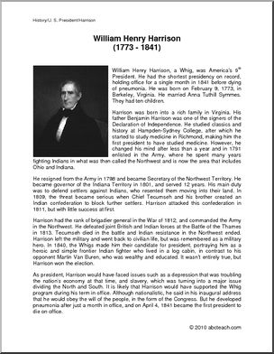 Biography: U. S. President William Henry Harrison (upper elem/middle)