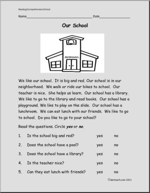 Easy Reading Comprehension: Our School (primary)