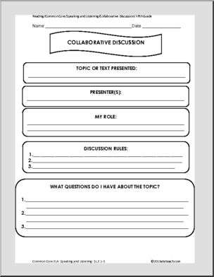 Common Core: Reading – Speaking and Listening Collaboration (grade 5)