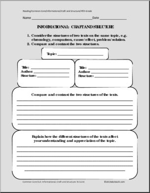 Common Core: Reading: Informational Craft and Structure Template (5th grade)
