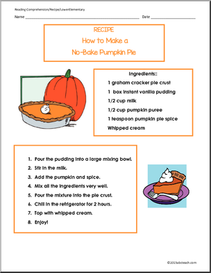 Comprehension: Pumpkin Pie Recipe (elem)