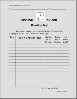 Number of Pages Read (lower elem) Reading Log