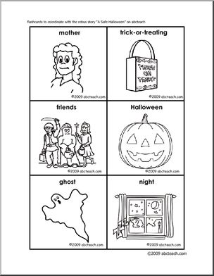 A Safe Halloween (b/w)- flashcards Rebus