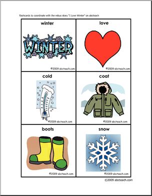 I Love Winter (color)- flashcards Rebus