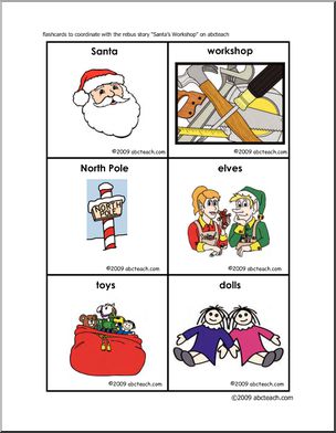 Santa’s Workshop (color) – flashcards Rebus