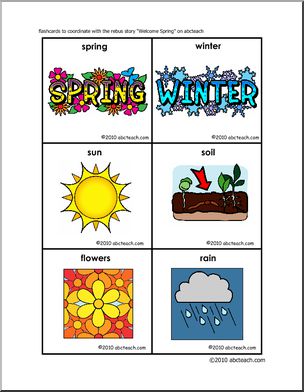 Rebus Story Welcome Spring (color) (k-1) Flashcards