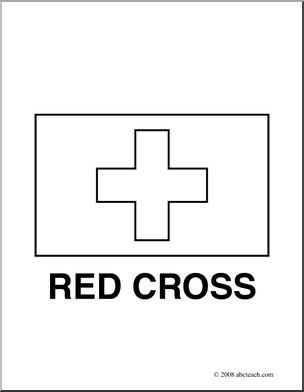 Clip Art: Flags: Red Cross (coloring page)
