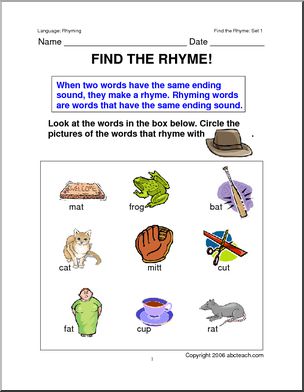 Worksheets: Rhyming Words 1 (primary)