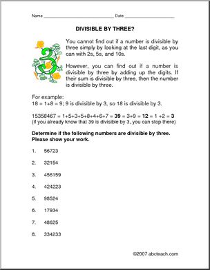 Divided by Three? Rules and Practice – Abcteach