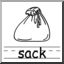 Clip Art: Basic Words: Sack B&W (poster)