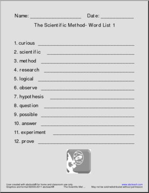 Vocabulary: Science; Scientific Method Set 1 (elem)