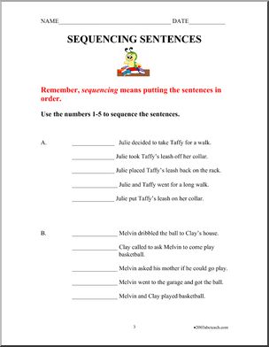 Sentence Sequencing (elementary) Worksheet