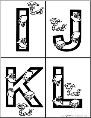 Alphabet Letter Patterns: Bookworms (b/w)