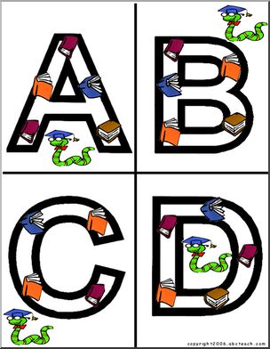 Alphabet Letter Patterns: Bookworms A-P (color)