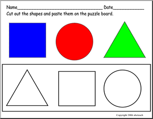 Cut and Paste: Shapes (preschool) -color – Abcteach