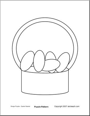 Shape Puzzle: Easter Basket with Eggs (b/w)