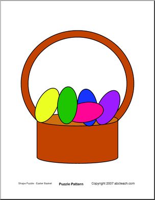 Shape Puzzle: Easter Basket with Eggs (color)