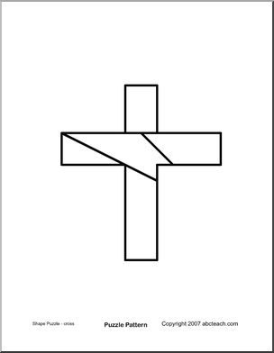 Shape Puzzle: Easter Cross (b/w)