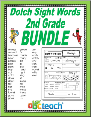 Sight Word Skills Bundle – 2nd Grade (47 pages) – Abcteach