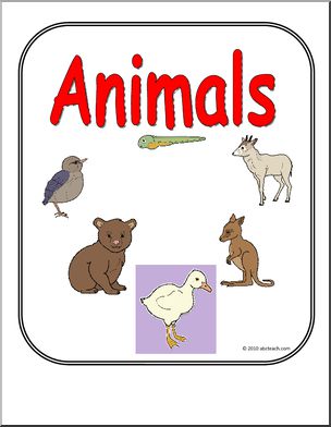 Sign: Animals (pre-k/primary) (color/b/w)