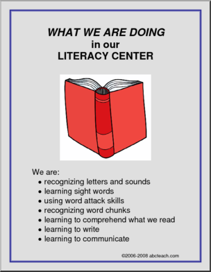 literacy center sign