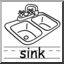 Clip Art: Basic Words: Sink B&W (poster)