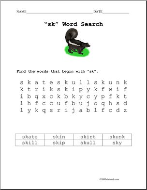 “sk” Word Search