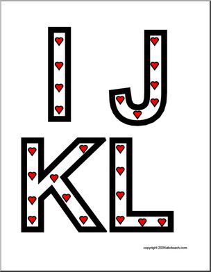 Alphabet Letter Patterns: Valentine theme A-Z (upper case, color)
