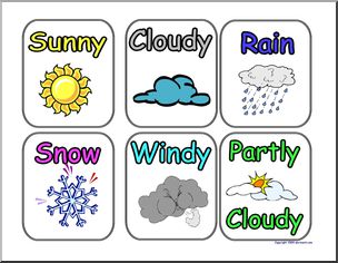 Clip Art: Weather Icons: Cloudy B&W Labeled – Abcteach