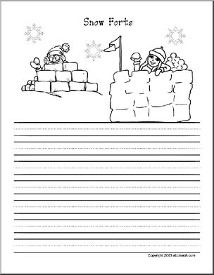 Snow Forts (k/primary) Color and Write