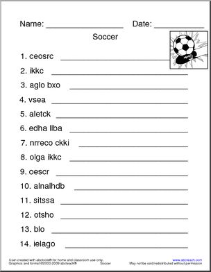 Unscramble the Words: Soccer Terminology
