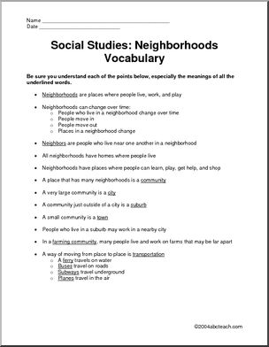 Worksheet: Neighborhood (primary)
