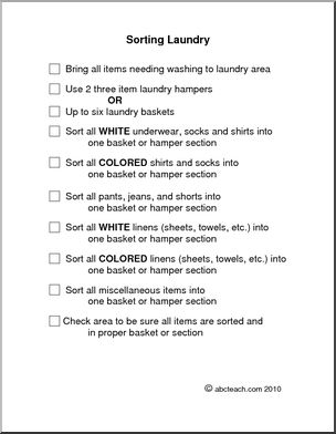 Special Needs: Sorting Laundry,  (primary/secondary/adult)