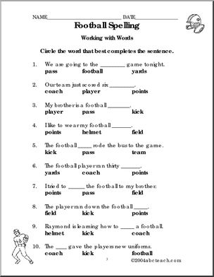 Unscramble the Words: Football Terminology – Abcteach