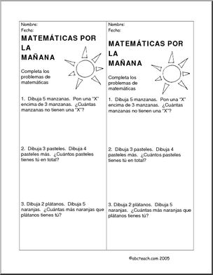 Spanish: MatemÂ·ticas Ã± Problemas de calentamiento para cada maÃ’ana 1.