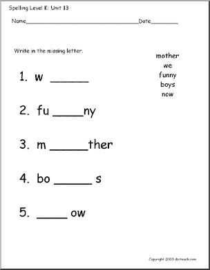 Spelling Level K, unit 16 – Abcteach