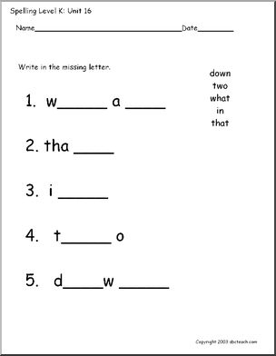 Spelling Level K, unit 16 – Abcteach