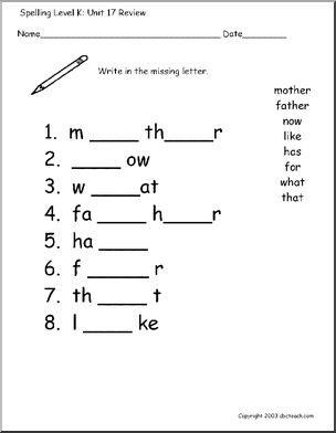 Spelling Level K, unit 13 – Abcteach