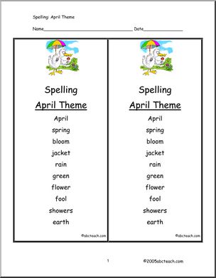 Spelling: April (primary)