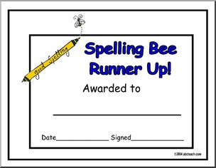 Certificate: Spelling Bee Runner Up (multi-age)