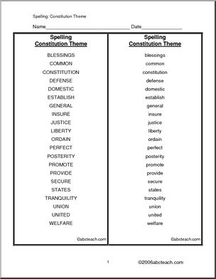 Spelling: Constitution Preamble (upper elem)