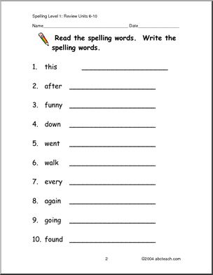 Spelling Level 1, unit 7 (primary) – Abcteach