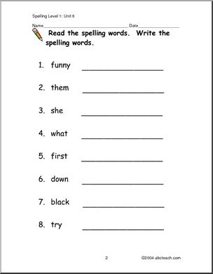 Spelling Level 1, unit 8 (primary) – Abcteach