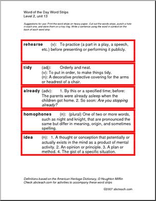 Spelling Level 2, unit 13 – word strips (elementary)