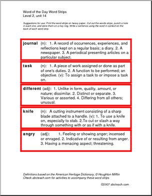Spelling Level 2, unit 14 – word strips (elementary)