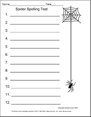 Form: Spelling Test – Spider theme