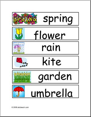 Word Strips with Pictures: Spring (primary)